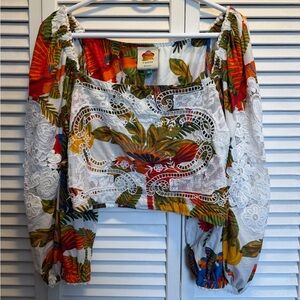 Farm Rio Forest Birds Crop Top - M (but fits more like an S or even XS)